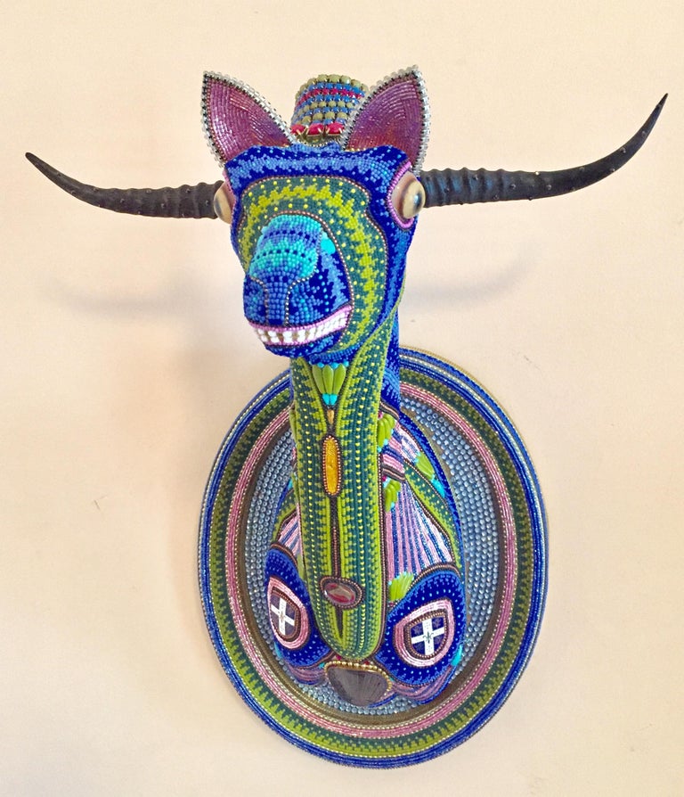 Jan Huling Contemporary Mixed Media Wall Mounting Sculpture, Colorful, Glass, Pattern, Bead