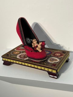 Devil's Shoe, 8 x 10 x 6 inch, Glass Beads on Found Form, Jan Huling
