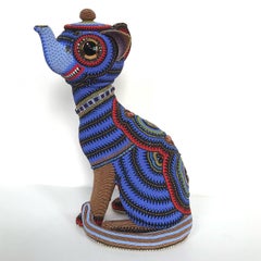 "Kitty Kat", Contemporary, Mixed Media, Sculpture, Beaded, Figurative, Patterned