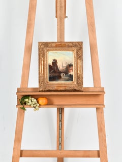 City canal with ice skaters - J.J.C. Spohler - Dutch - Europe - Winter - Town