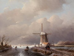 Winterlandscape with windmill