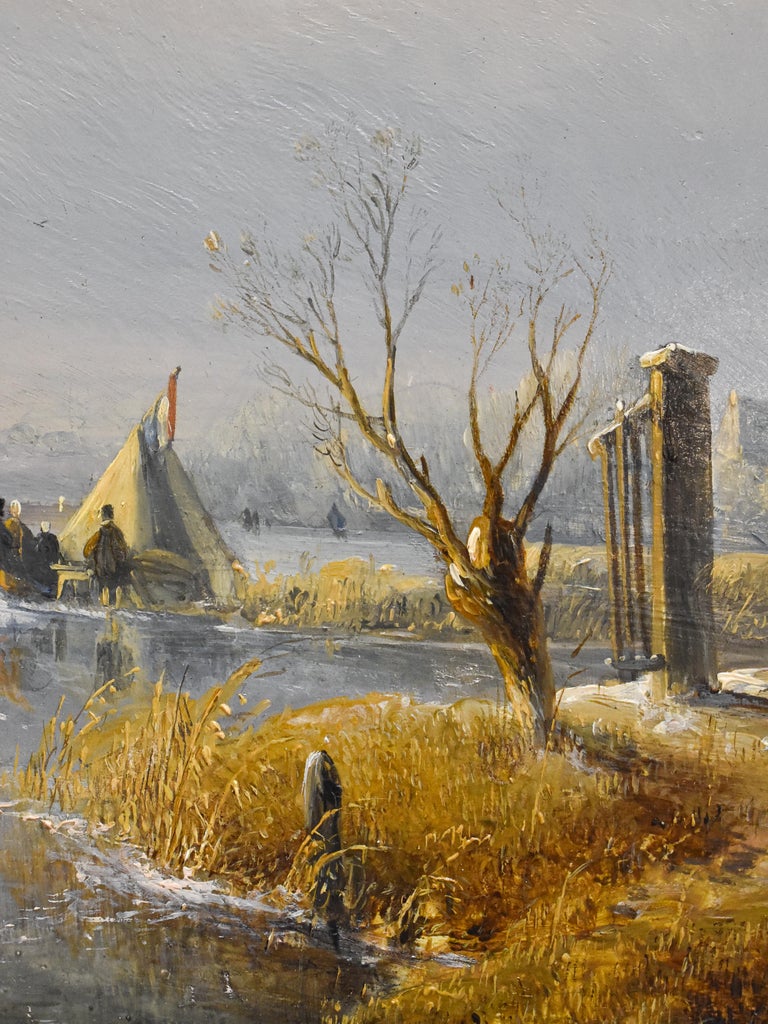'IJsvertier' - Winter Scene - Jan Jacob Spohler - Around 1850 - Dutch - Ice For Sale 4