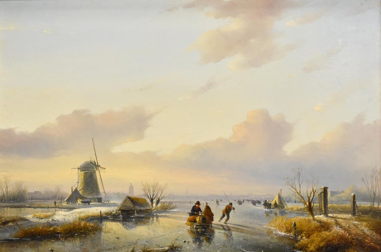 'IJsvertier' - Winter Scene - Jan Jacob Spohler - Around 1850 - Dutch - Ice - Painting by Jan Jacob Spohler