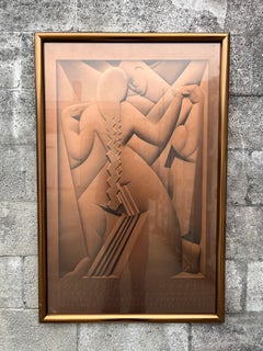 Affiche Art déco encadrée de l'Exposition internationale de Paris de 1925, signée Jan & Joël Martel.