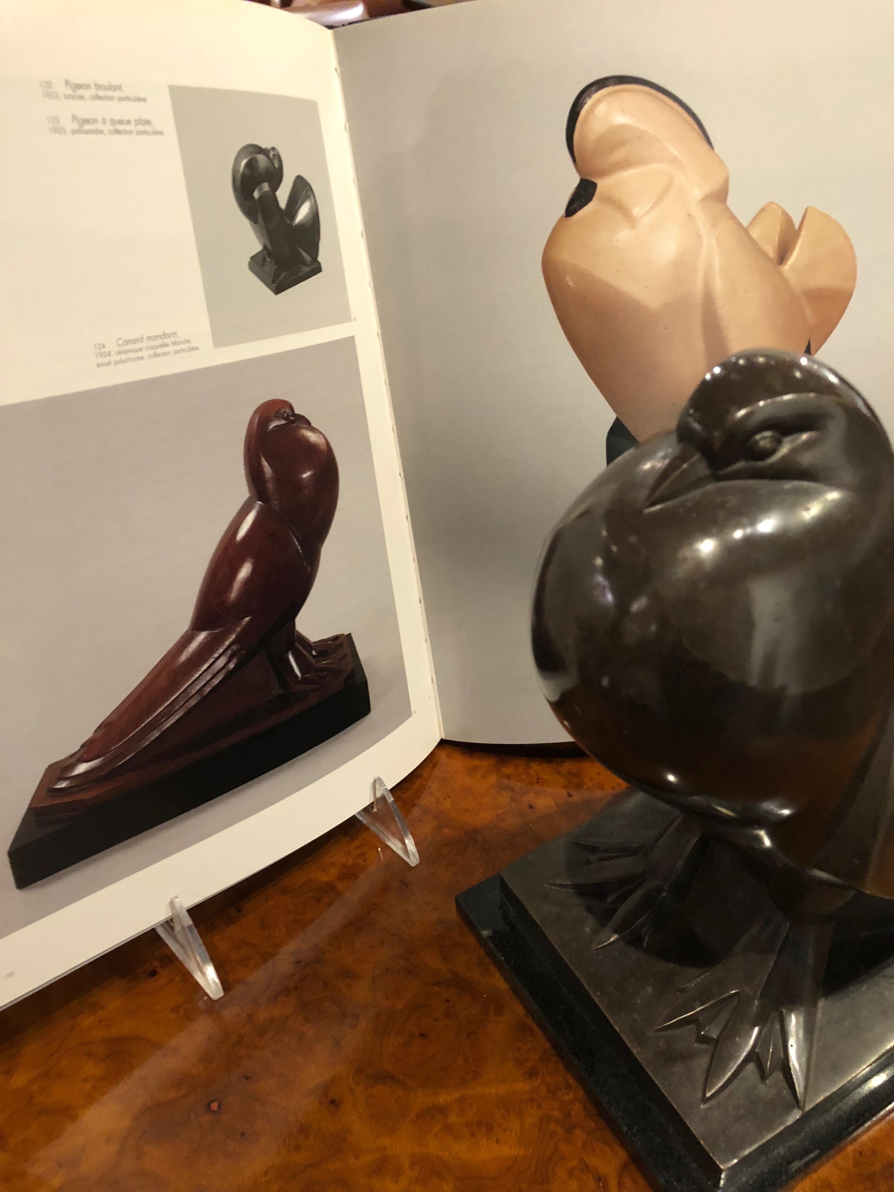 Jan & Joel Martel Art Deco Bronze Pigeon Statue In Good Condition In Oakland, CA