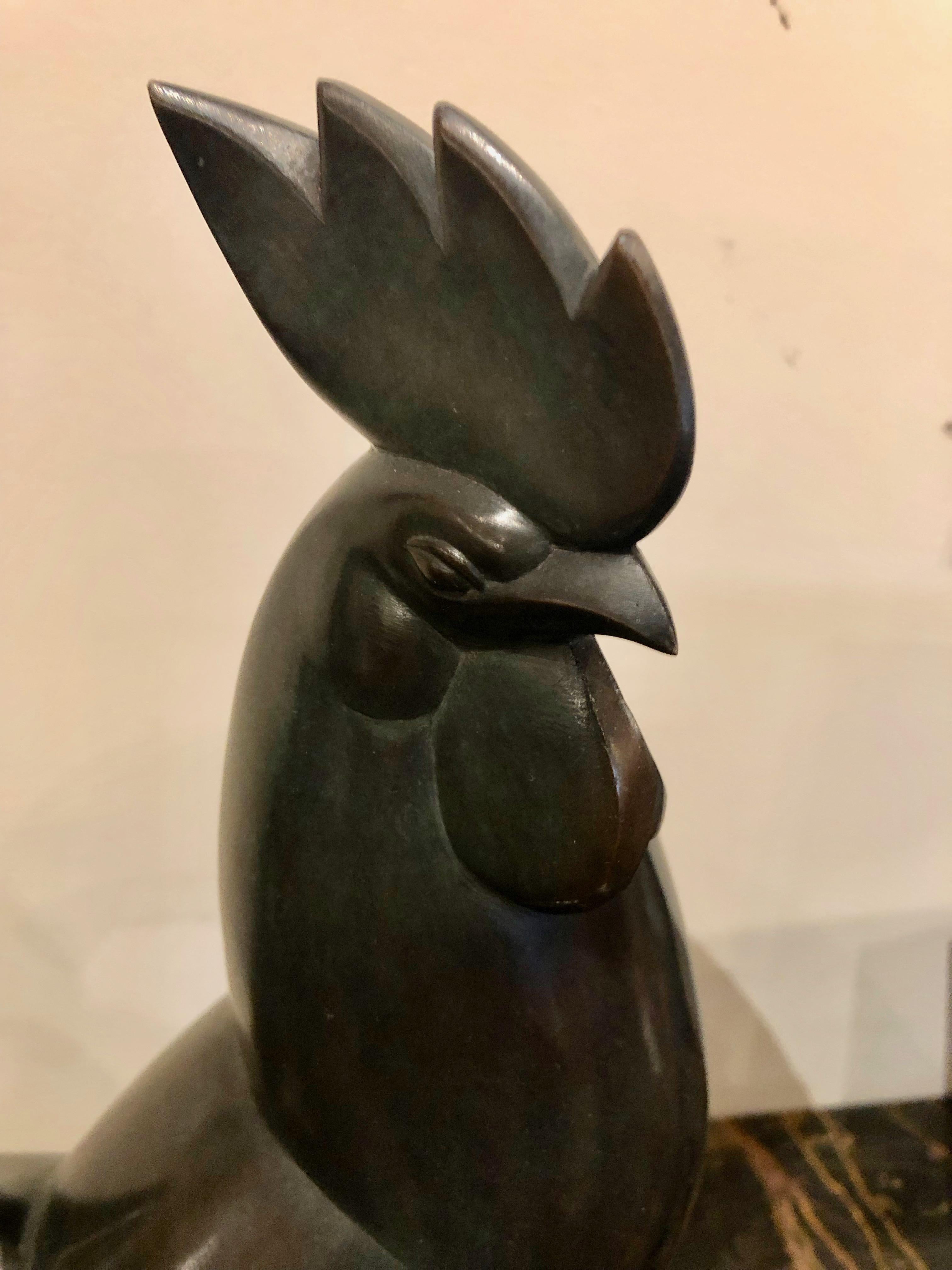 French Jan & Joel Martel Art Deco Bronze Rooster 1 of 8