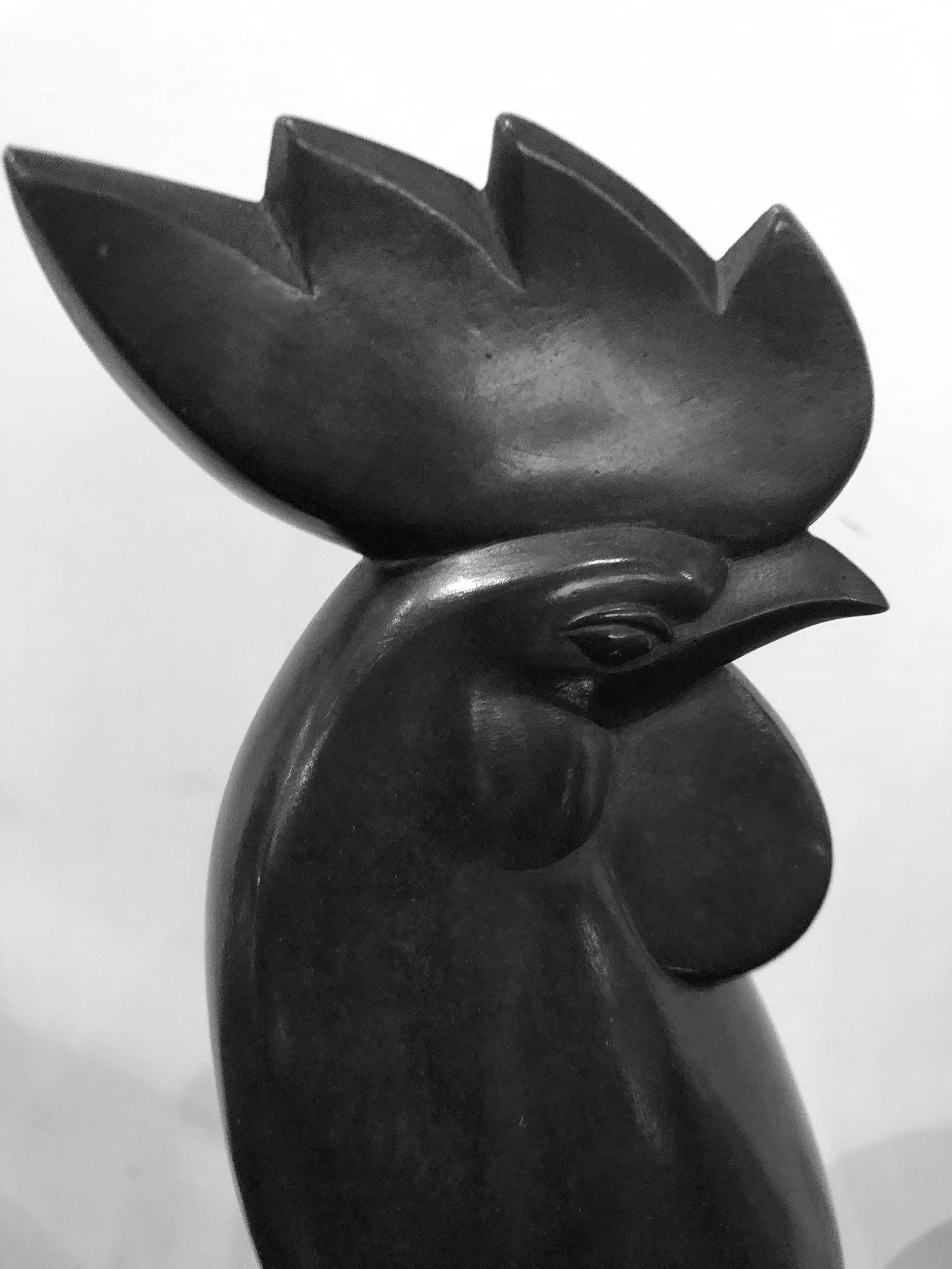 Early 20th Century Jan & Joel Martel Art Deco Bronze Rooster 1 of 8