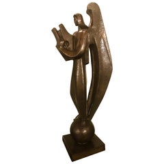 Jan & Joel Martel Art Deco Cubist Bronze Angel Monumental 2 of 8