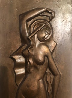 Jan & Joel Martel Art Deco Relief Cubist Woman