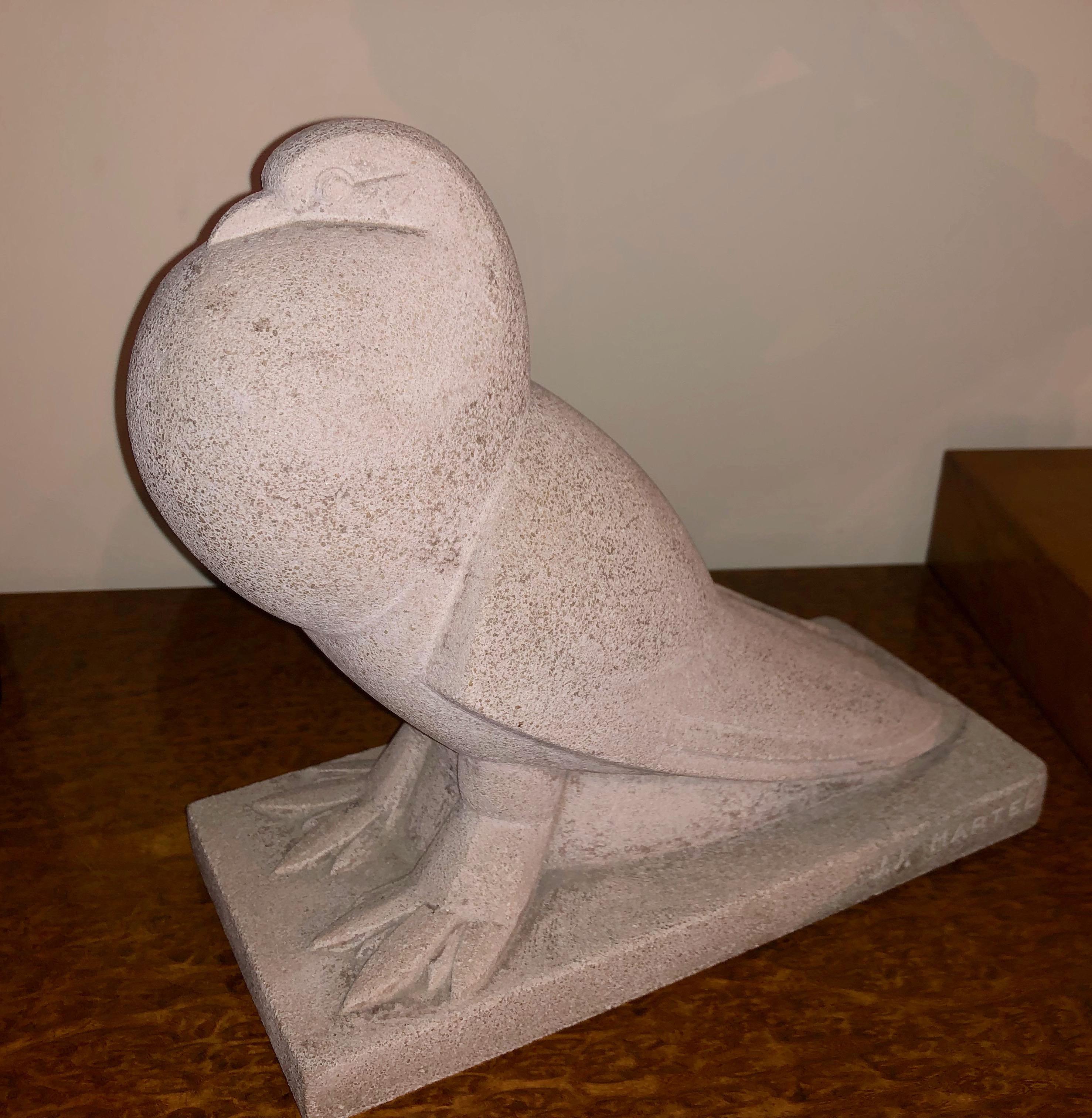 Mid-20th Century Jan & Joel Martel Art Deco Stone Cubist Flat Tail Pigeon