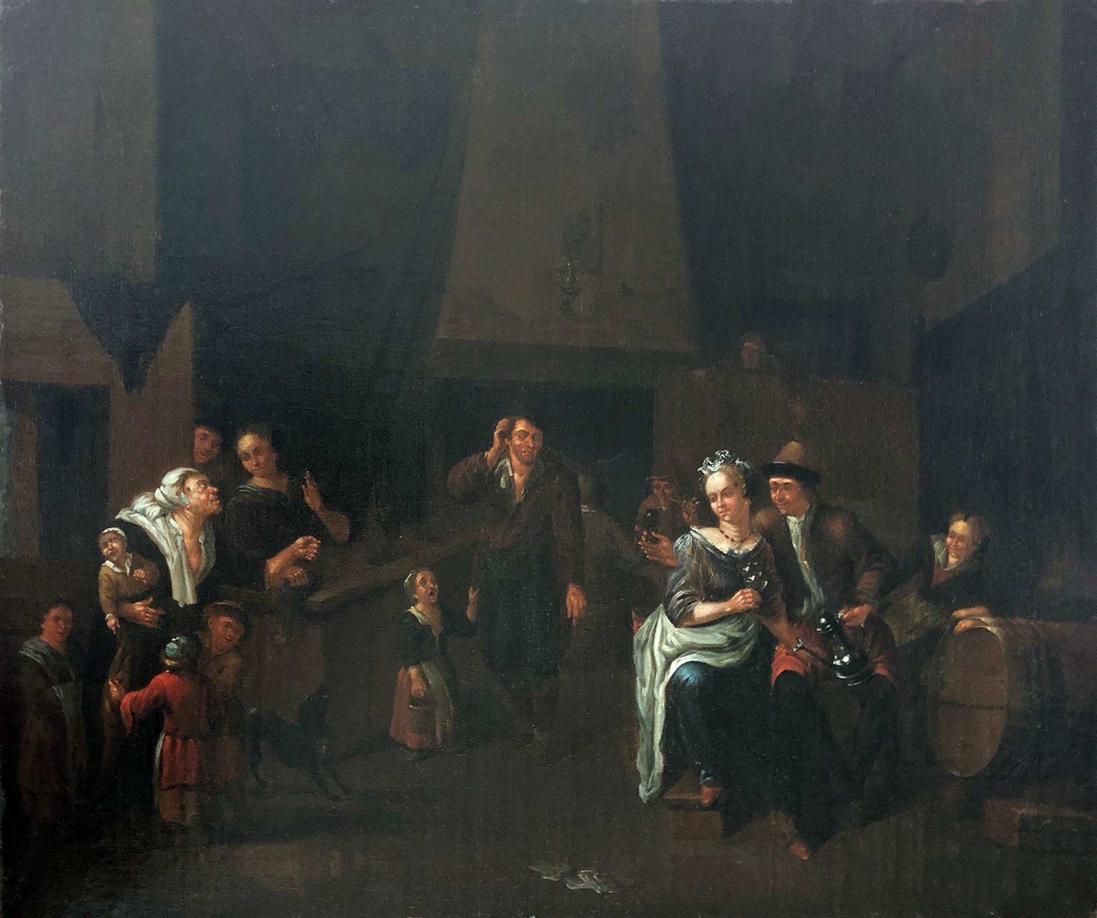 Circle of Jan Josef Horemans the Elder  Courtly company in the tavern - Painting by Jan Josef Horemans the Elder (Antwerp 1682-1752)