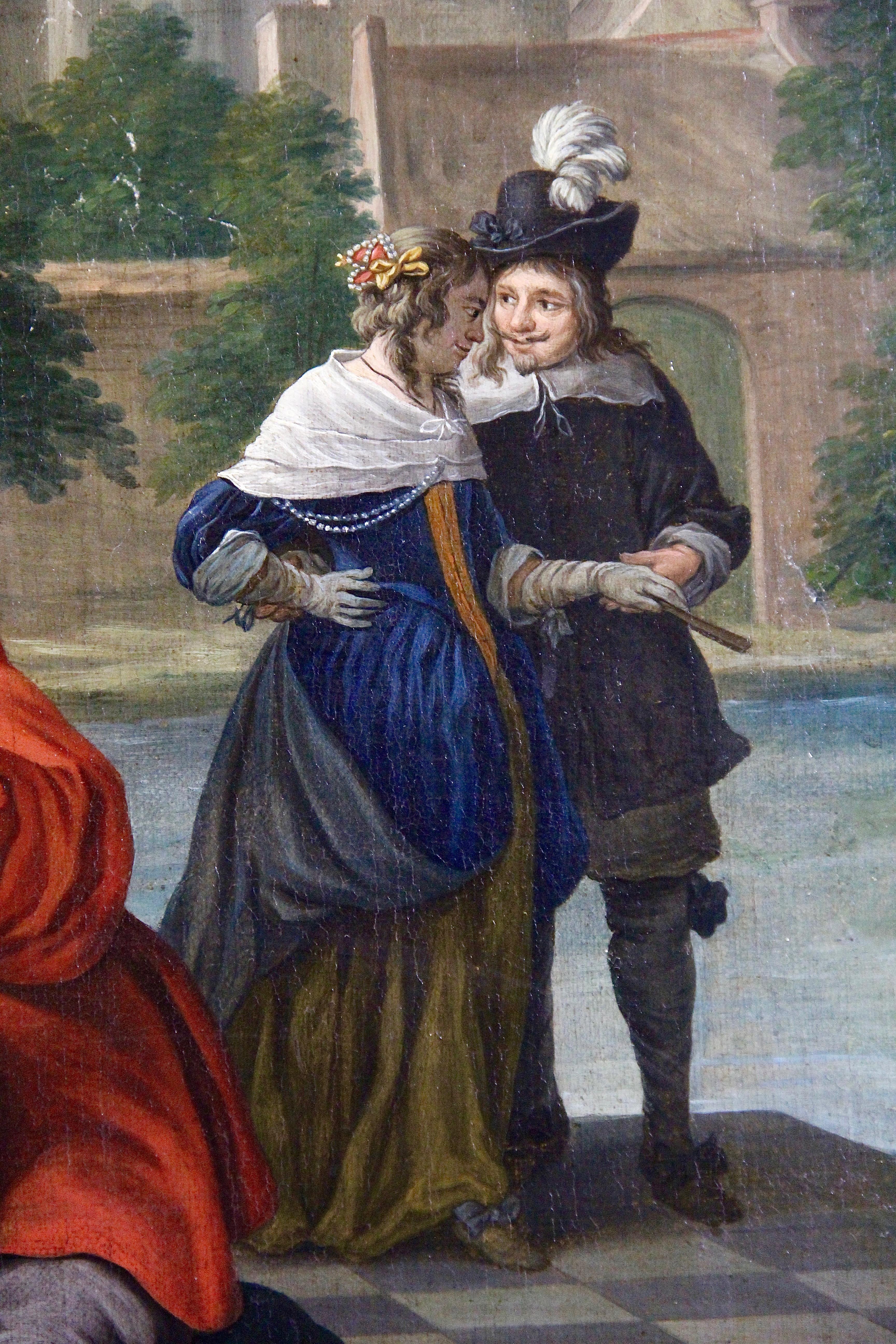1760 flämisches Barock-Ölgemälde. Romantische Szene. Signiert und datiert. im Angebot 1