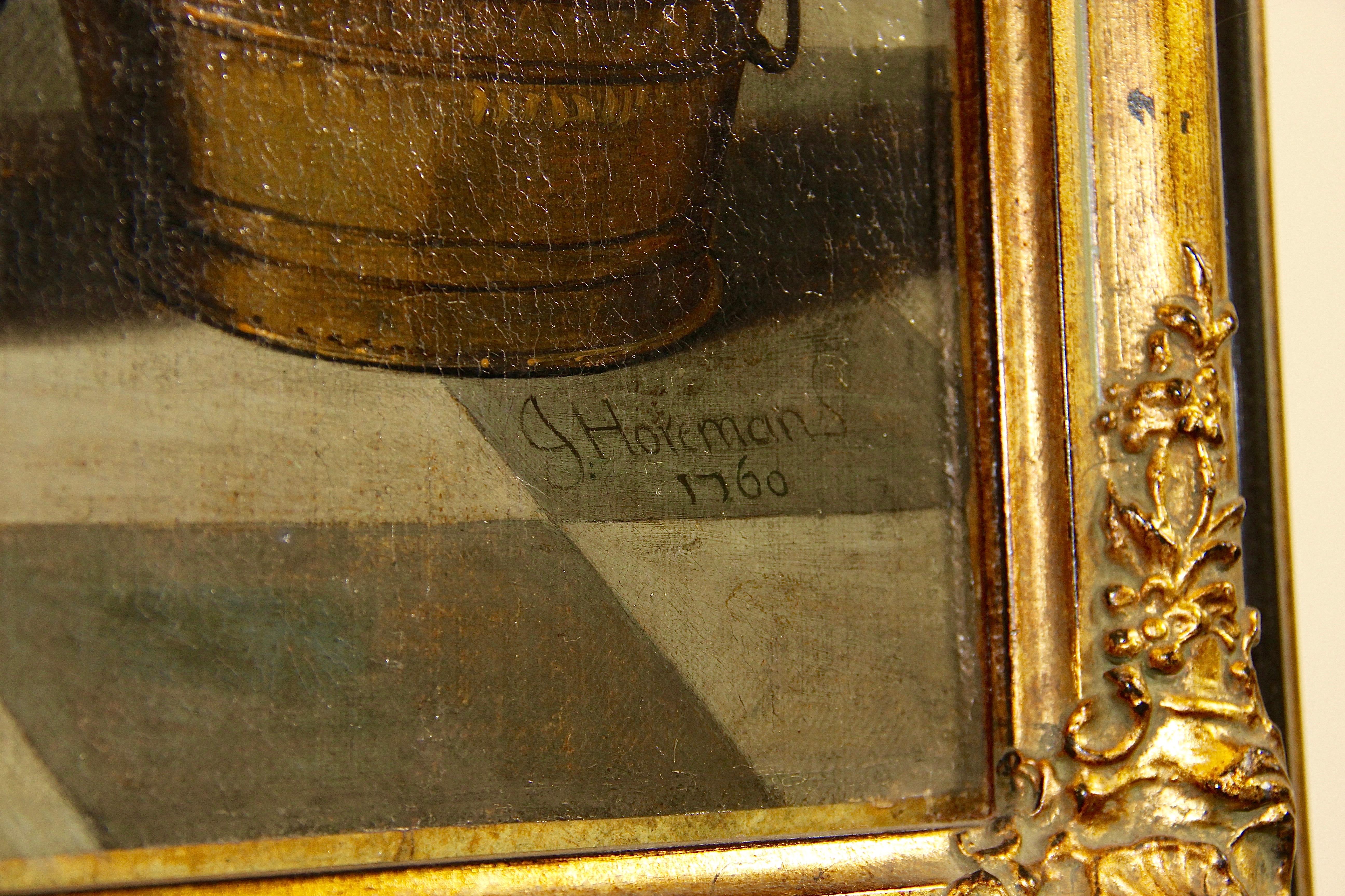 1760 flämisches Barock-Ölgemälde. Romantische Szene. Signiert und datiert. im Angebot 4