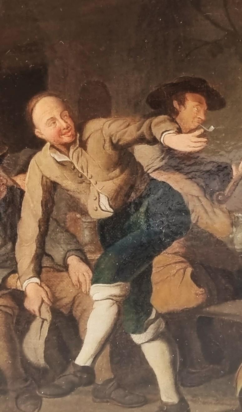 Jan Josef Horemans II. Antwerpen, 1714 - Antwerpen, 1792
Festliche Szenerie in einem Hinterhof
Öl auf Leinwand 45 x 58,5 cm (59 x 66 cm mit Rahmen)
Edler schwarzer Holzrahmen

Jan Josef Horemans der Jüngere war ein flämischer Maler des 18.