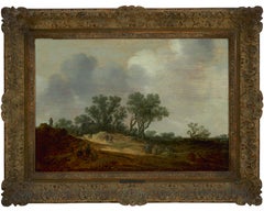 Antique A lively country road scene - Dutch Golden Age landscape painting 