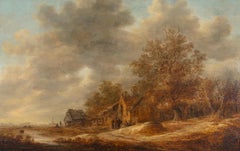 Landscapes with Figures by a Barn - Old Masters Landscape Oil Painting, 1637