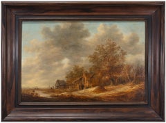 Landscapes with Figures by a Barn - Old Masters Landscape Oil Painting, 1637