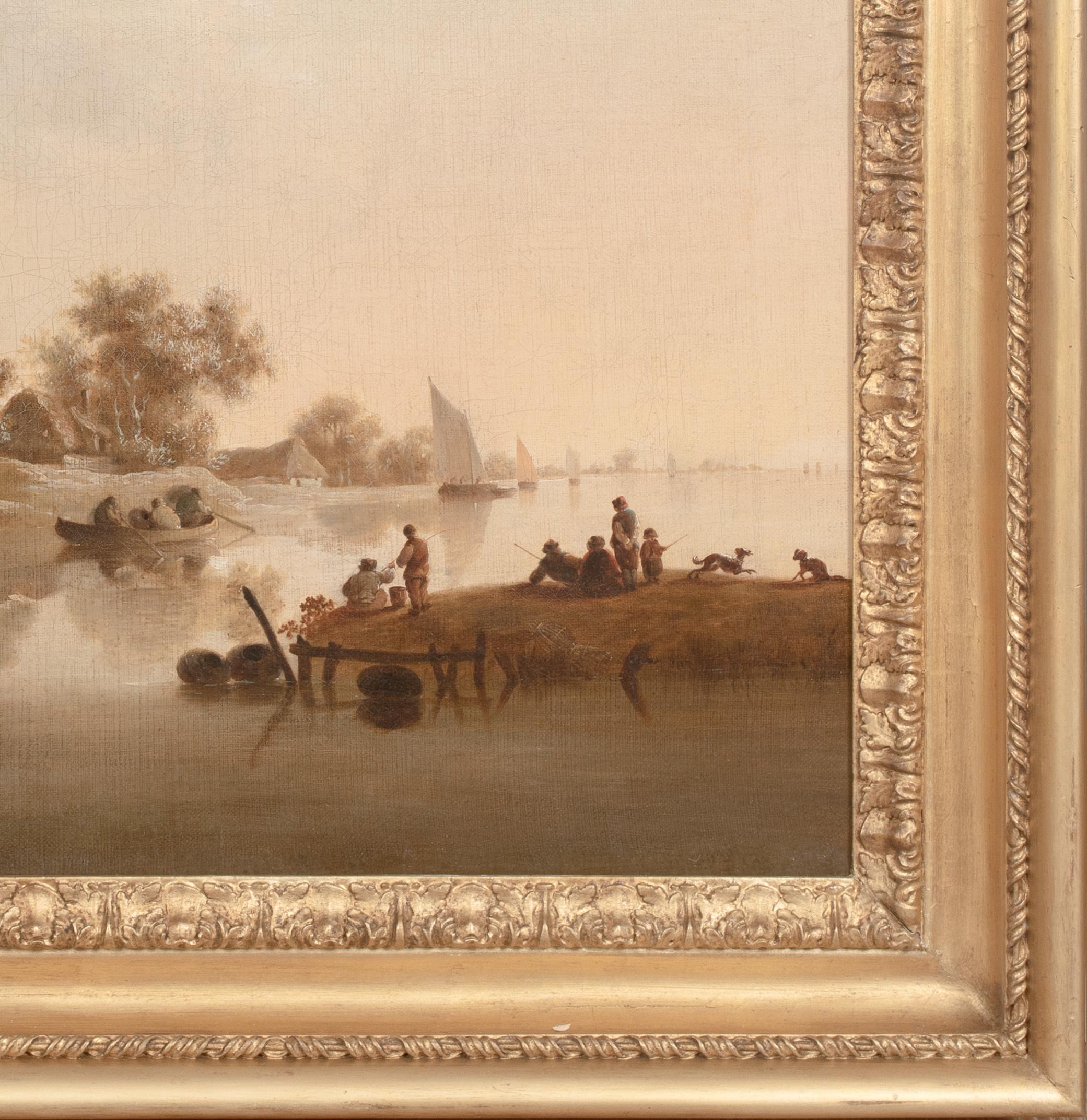 Flussboot-Landschaft, 17. Jahrhundert

Jan Jozefsz VAN GOYEN (1596-1656)

Große holländische Flusslandschaft aus dem 17. Jahrhundert mit Figuren, die auf dem Fluss Boot fahren, Öl auf Leinwand. Hervorragende Qualität und Zustand um 1640 Fluss-Szene