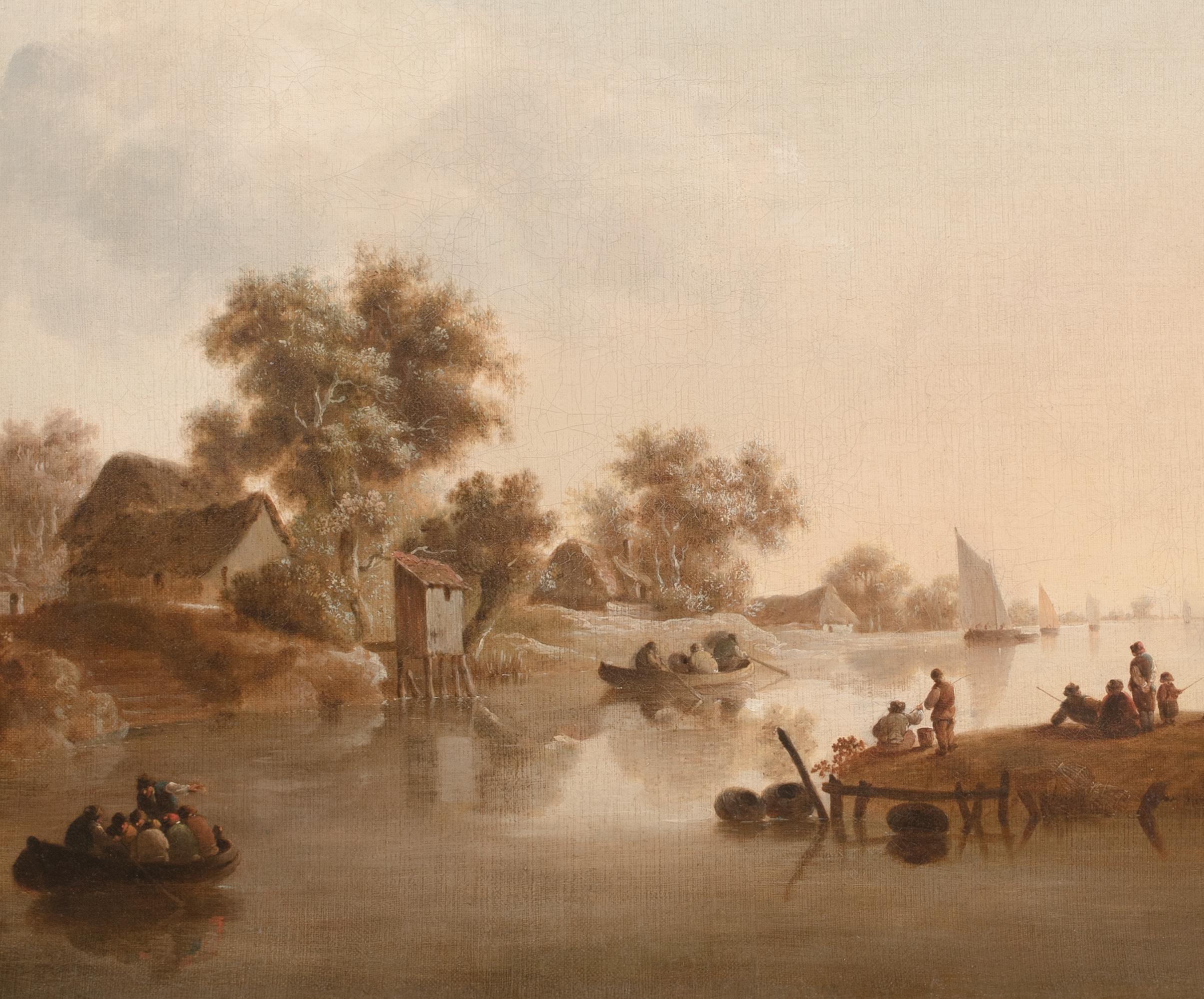 Flussboot-Landschaft, 17. Jahrhundert  Jan Jozefsz VAN GOYEN (1596-1656) im Angebot 1