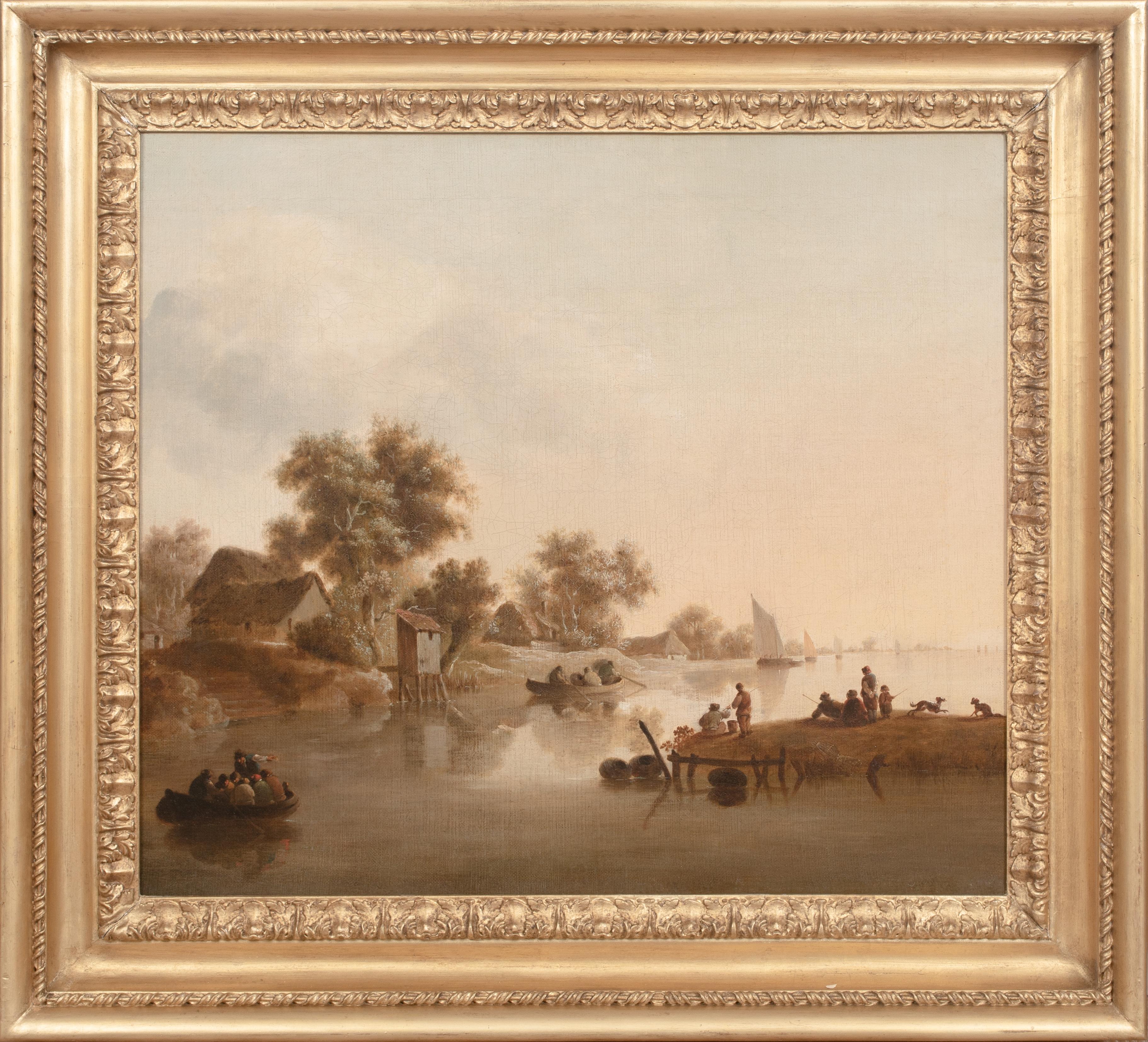 Flussboot-Landschaft, 17. Jahrhundert  Jan Jozefsz VAN GOYEN (1596-1656)