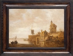 Used River Landscape with a Windmill and Chapel