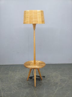 Jan Kalous ULUV Rattan Floor Lamp, Czechoslovakia 1960s