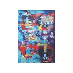 Sitting Dynastically - Lebendiger zeitgenössischer Mixed Media Druck, farbenfrohes Kunstwerk