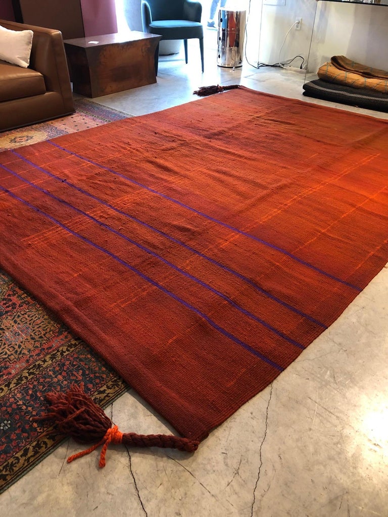 Burgundy Moroccan FlatWeave Rug with Tassels, Haik10 Jan Kath at 1stDibs