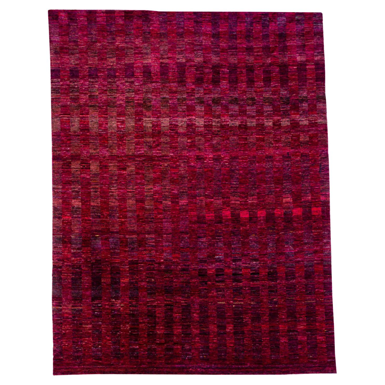 Jan Kath Sari V-Stripes Silk Carpet Silk Pink For Sale