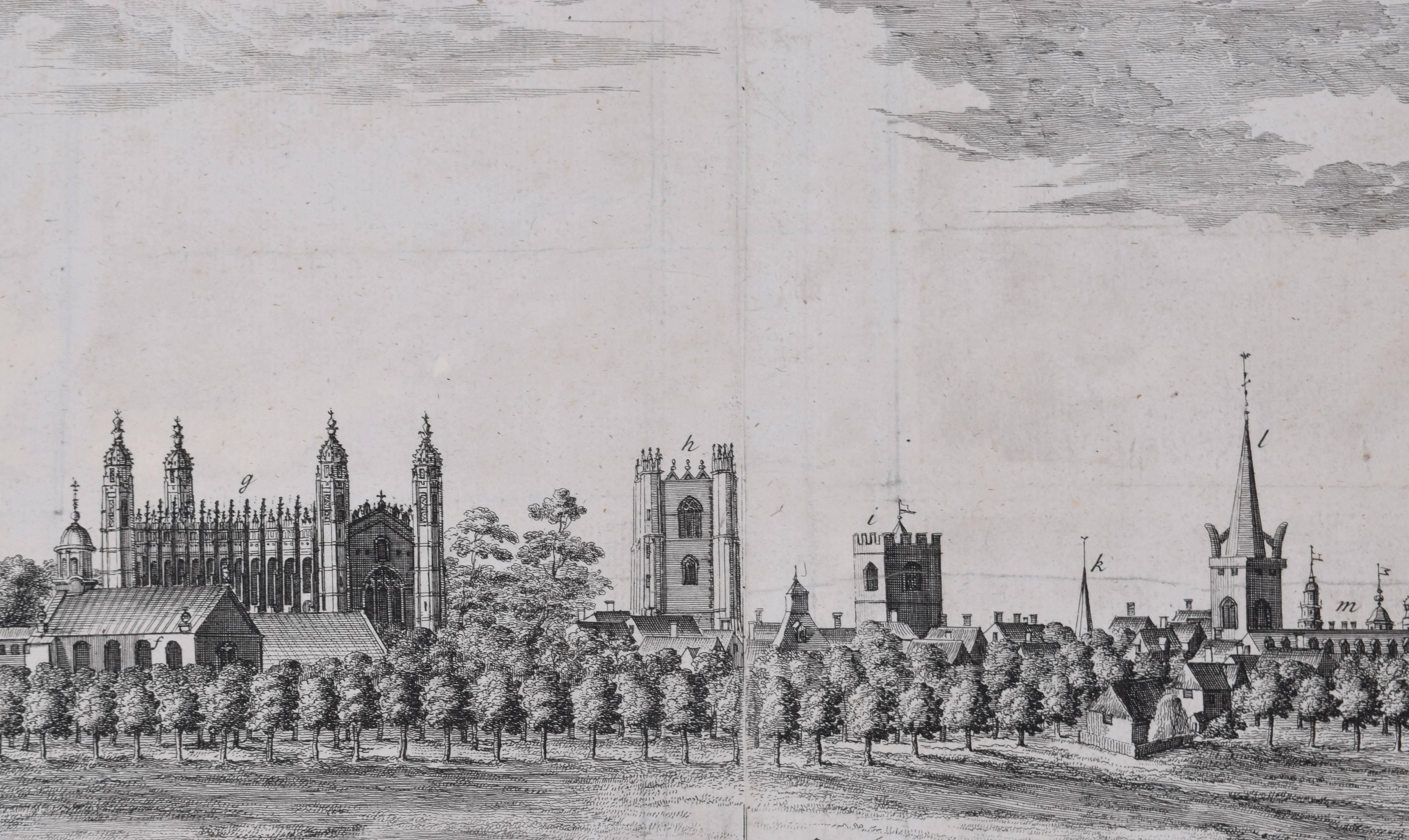 Cambridge University 18th century engraving by Jan Kip after Whitehand For Sale 3