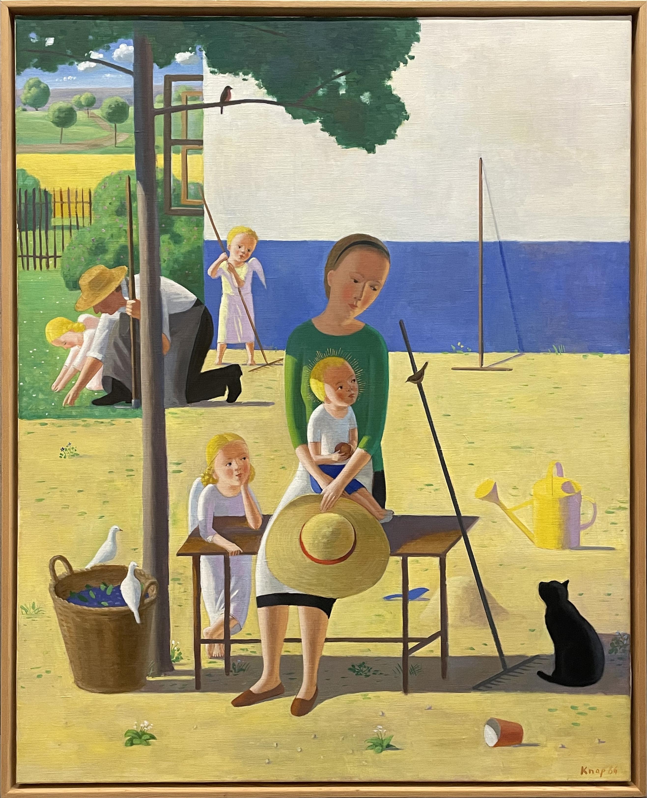 Jan Knap Portrait Painting - Mujer con niños