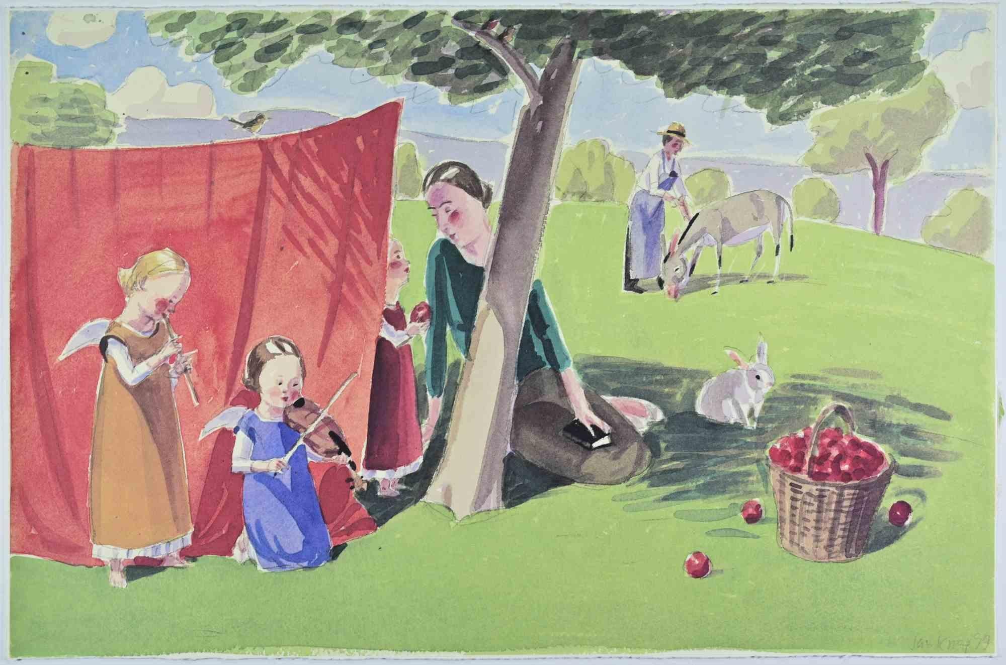 In the Countryside - Lithograph by Jan Knap - 1999