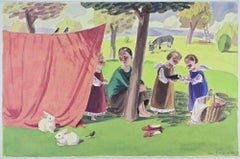 Auf dem Lande - Lithographie von Jan Knap - 1999