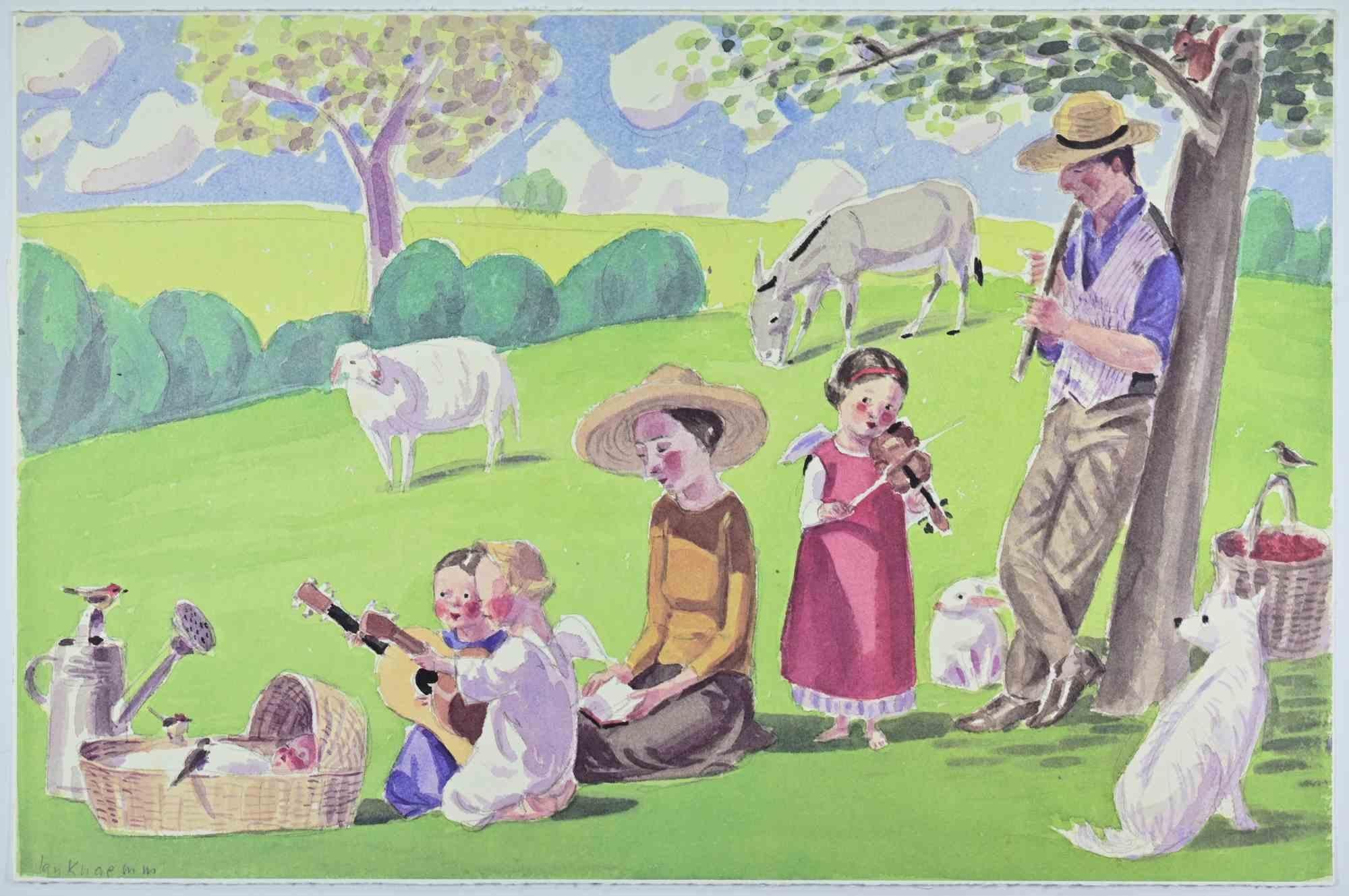 In the Countryside - Lithograph by Jan Knap - 1999