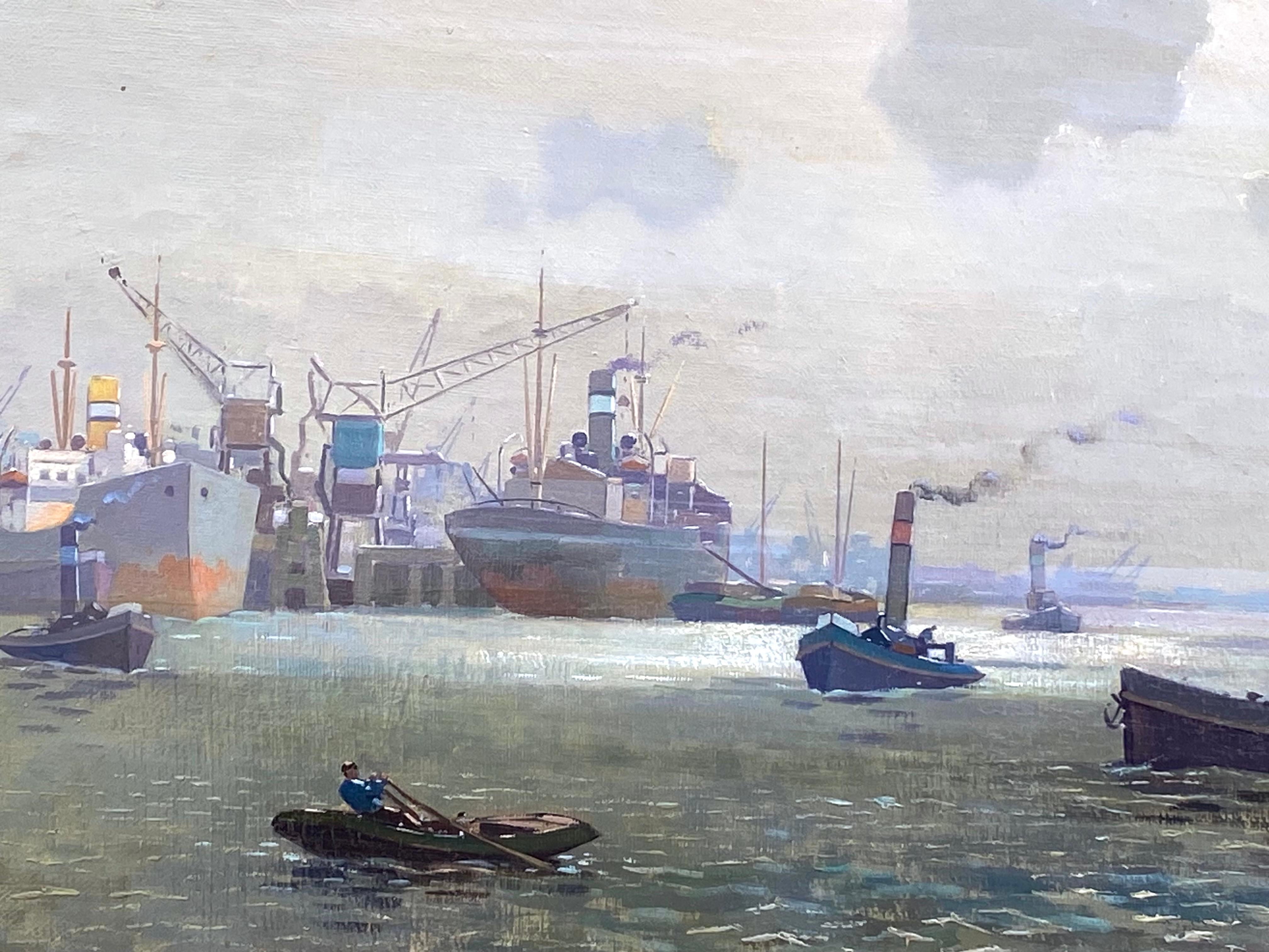 

Cette magnifique peinture de port de mer est l'œuvre de Jan Simon JR. (Néerlandais, 1911-1990). Knikker était un peintre prolifique de l'école de La Haye. À en juger par le sujet et l'âge de la toile, cette magnifique représentation d'un port