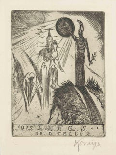 Ex Libris Doctr D. Teller - Etching by Jan Konupek - 1923