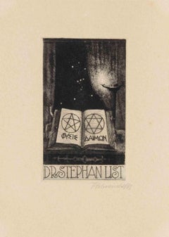 Ex Libris Dr Stephan List - Etching by Jan Konupek - Early 20th Century