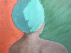 At the bathroom; Jan Kovaleski; American born 20th c; oil on canvas