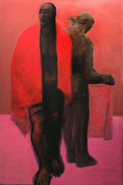 Red robe; Jan Kovaleski; American born 20th c; oil on canvas