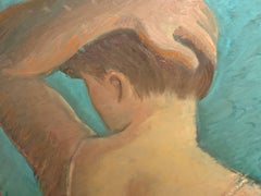 The yellow towel; Jan Kovaleski; American born 20th c; oil on canvas