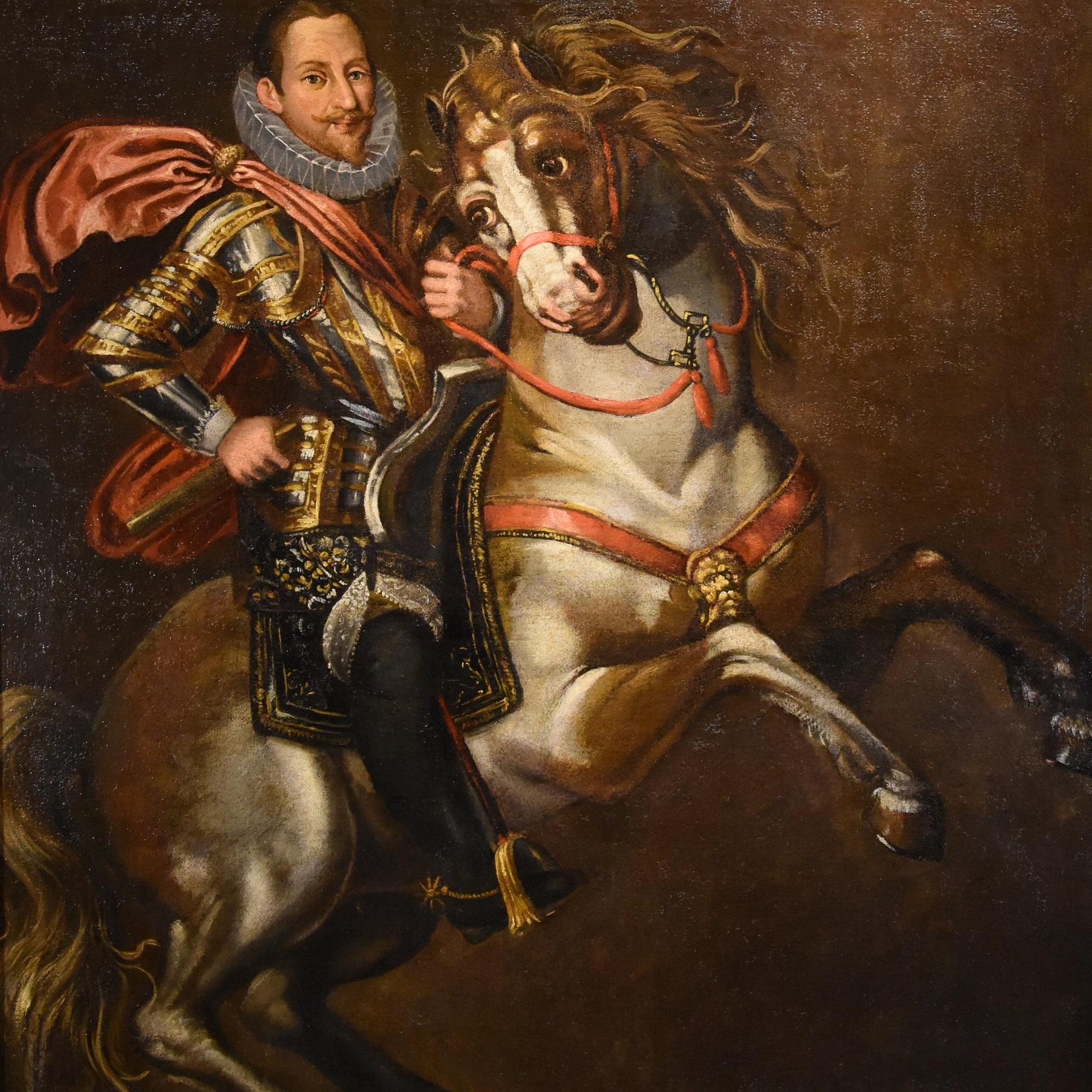 Portrait équestre Kraeck Peinture à l'huile sur toile Grand maître 16/17e siècle Italie en vente 3