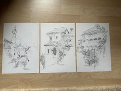 Sketches originales de Jan Kristofori, lot de 3, motifs suisses authentiques