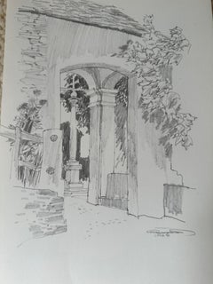 Jan Kristofori Original Pencil Sketches, Set of 3, Swiss Motives, town "Loco"