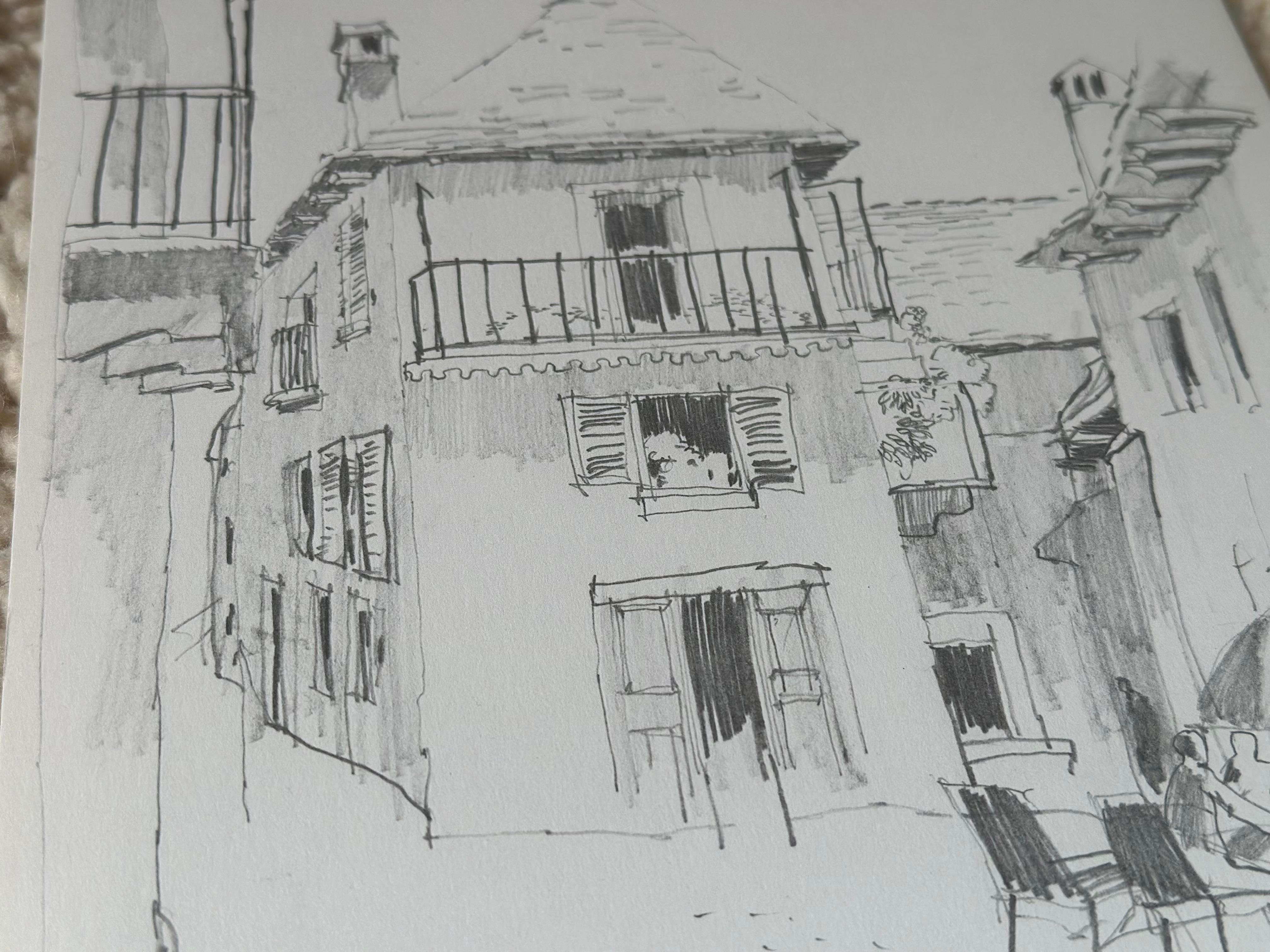 Jan Kristofori Original Pencil Sketches, Set of 3, Swiss Motives, town 