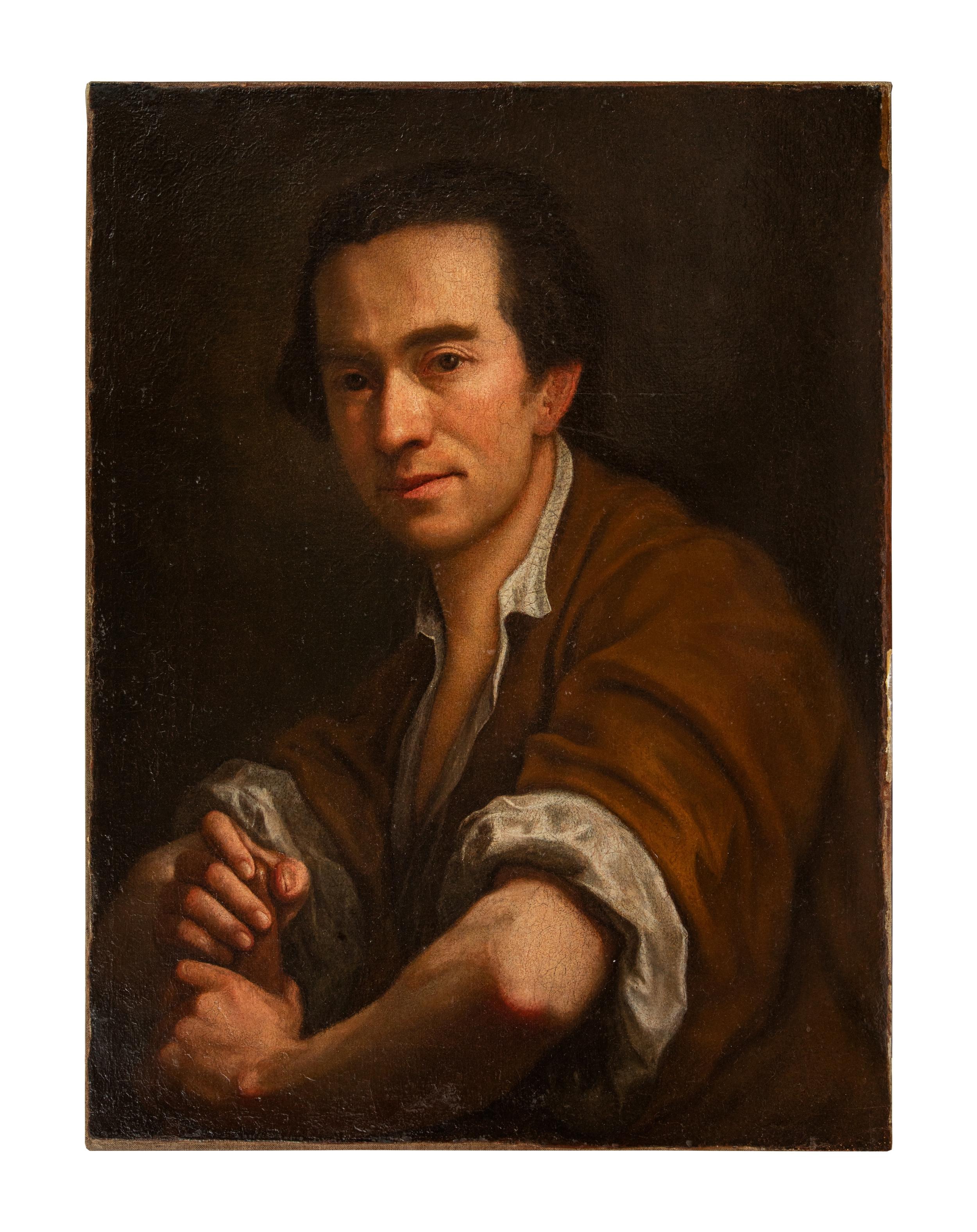 Un Artista Moliendo Colores, Posiblemente un Autorretrato - Painting de Jan Kupecký
