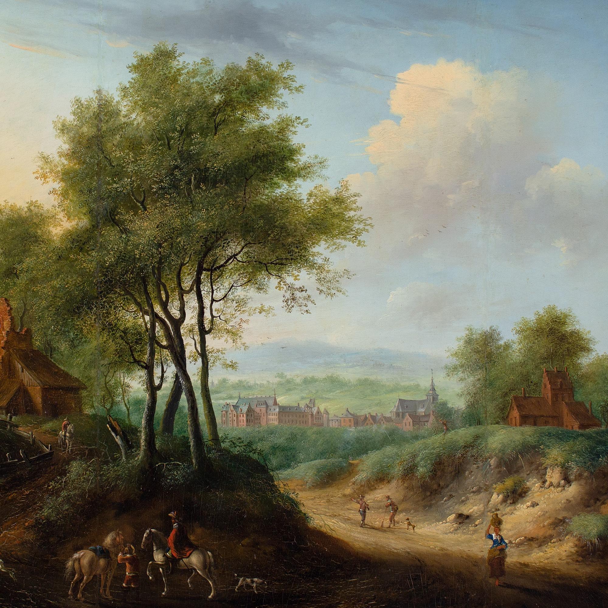 Jan Ludewick De Wouters, Bewaldete Landschaft mit Reitern, Ruine und entfernter Stadt im Angebot 6