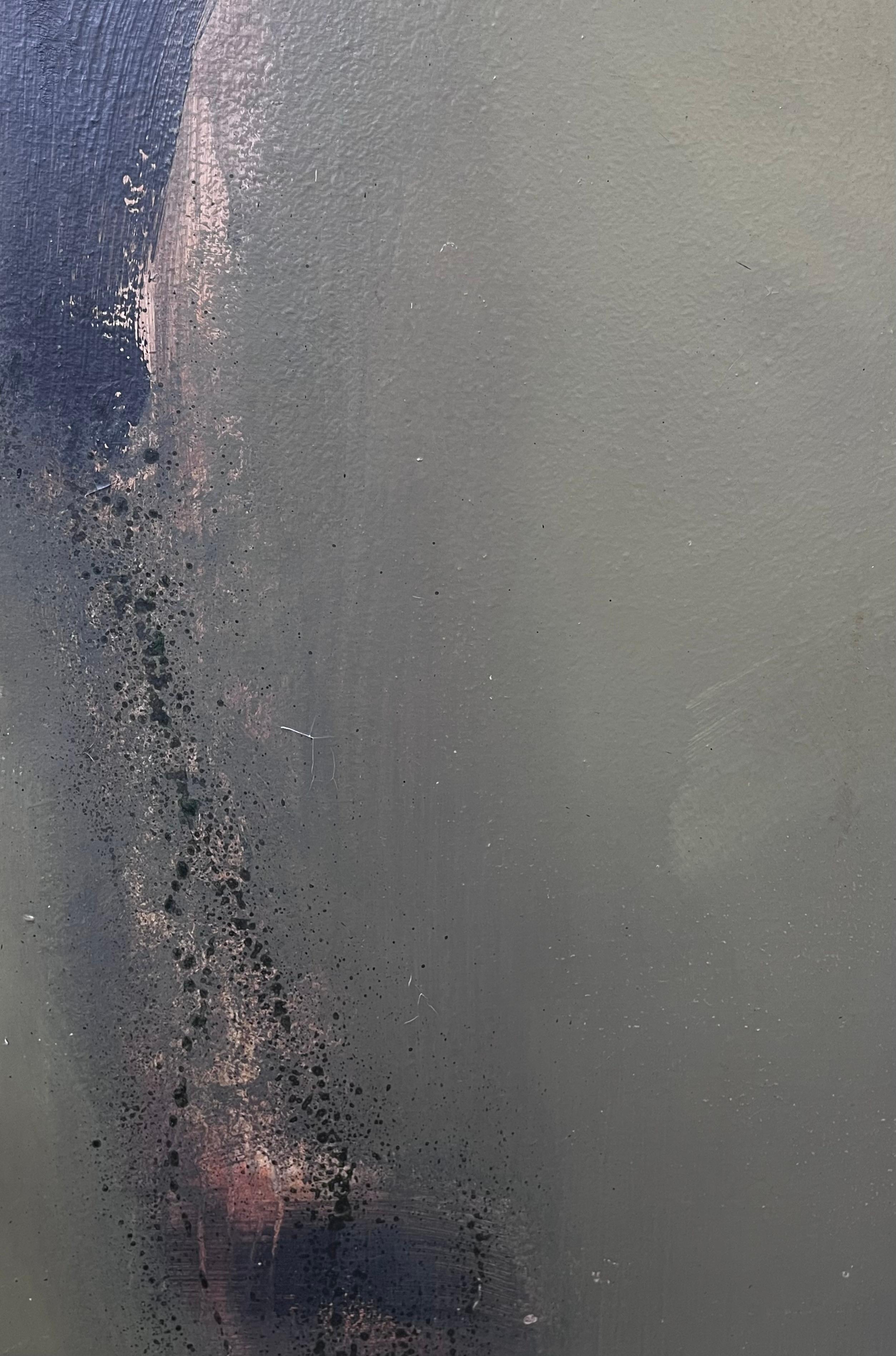 Immense peinture expressionniste contemporaine française signée Atmospheric Greys - Gris Abstract Painting par Jan Maï