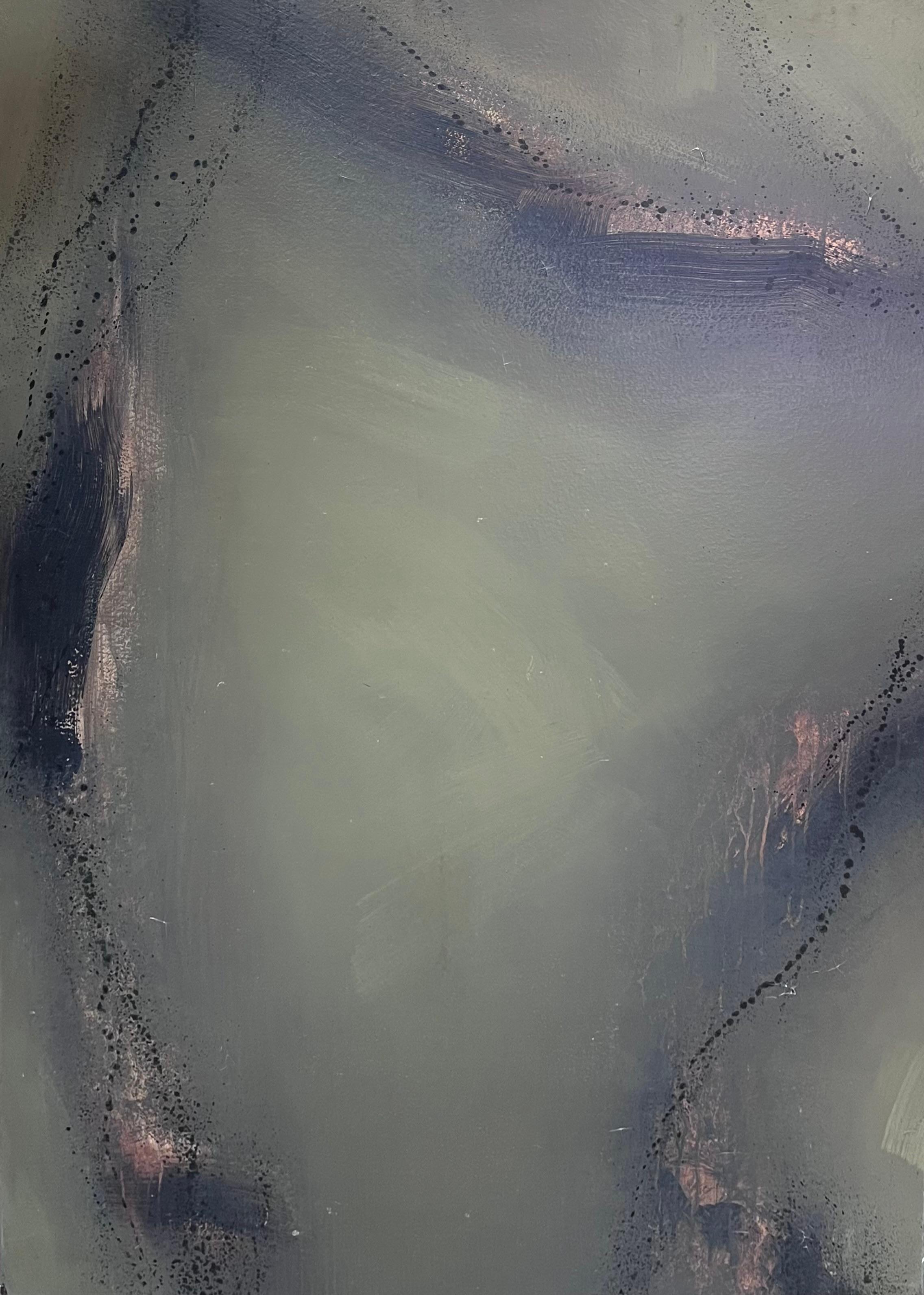 Abstract Painting Jan Maï - Immense peinture expressionniste contemporaine française signée Atmospheric Greys