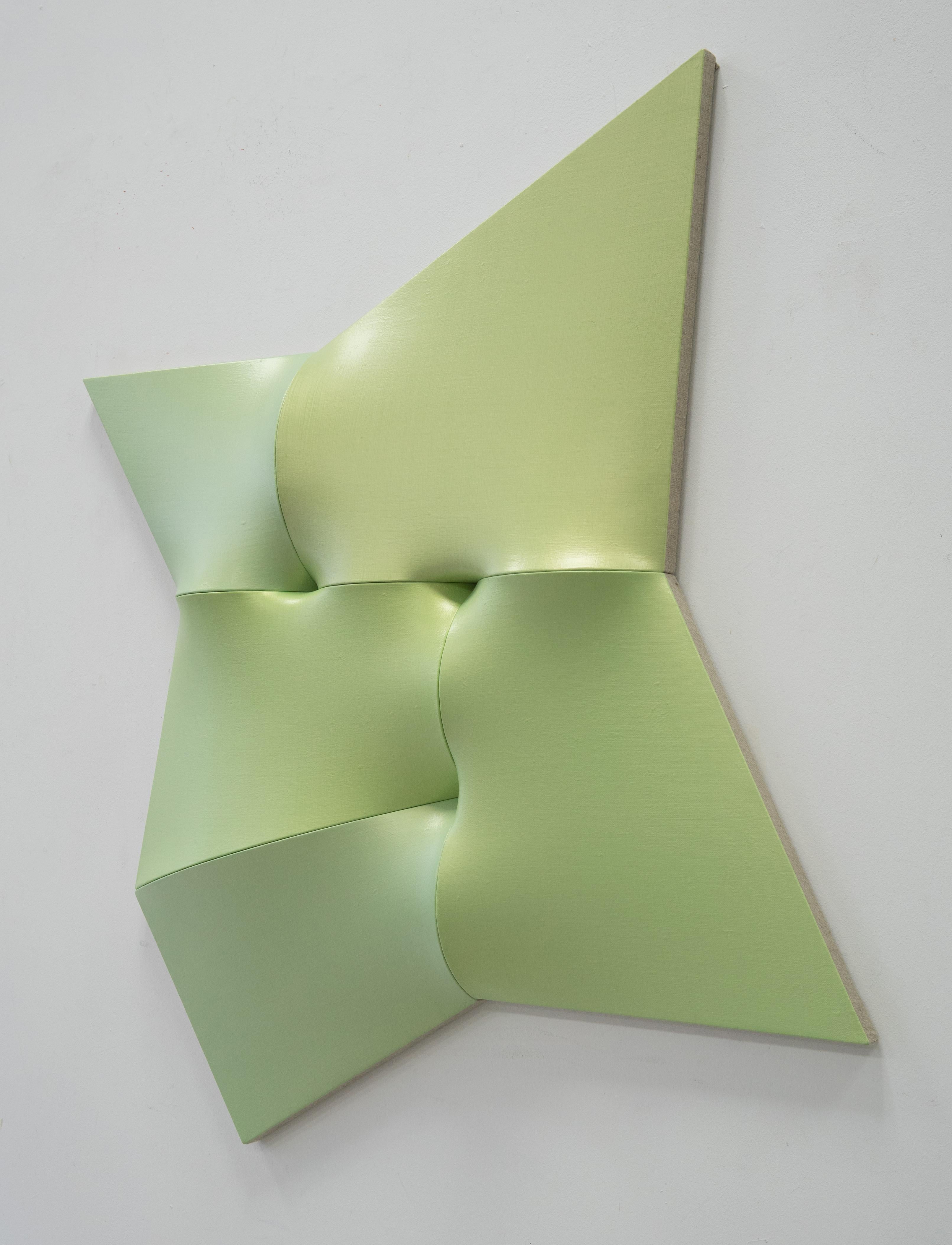 Verde-oro dinamico monocromatico - Sculpture Astrattismo geometrico di Jan Maarten Voskuil