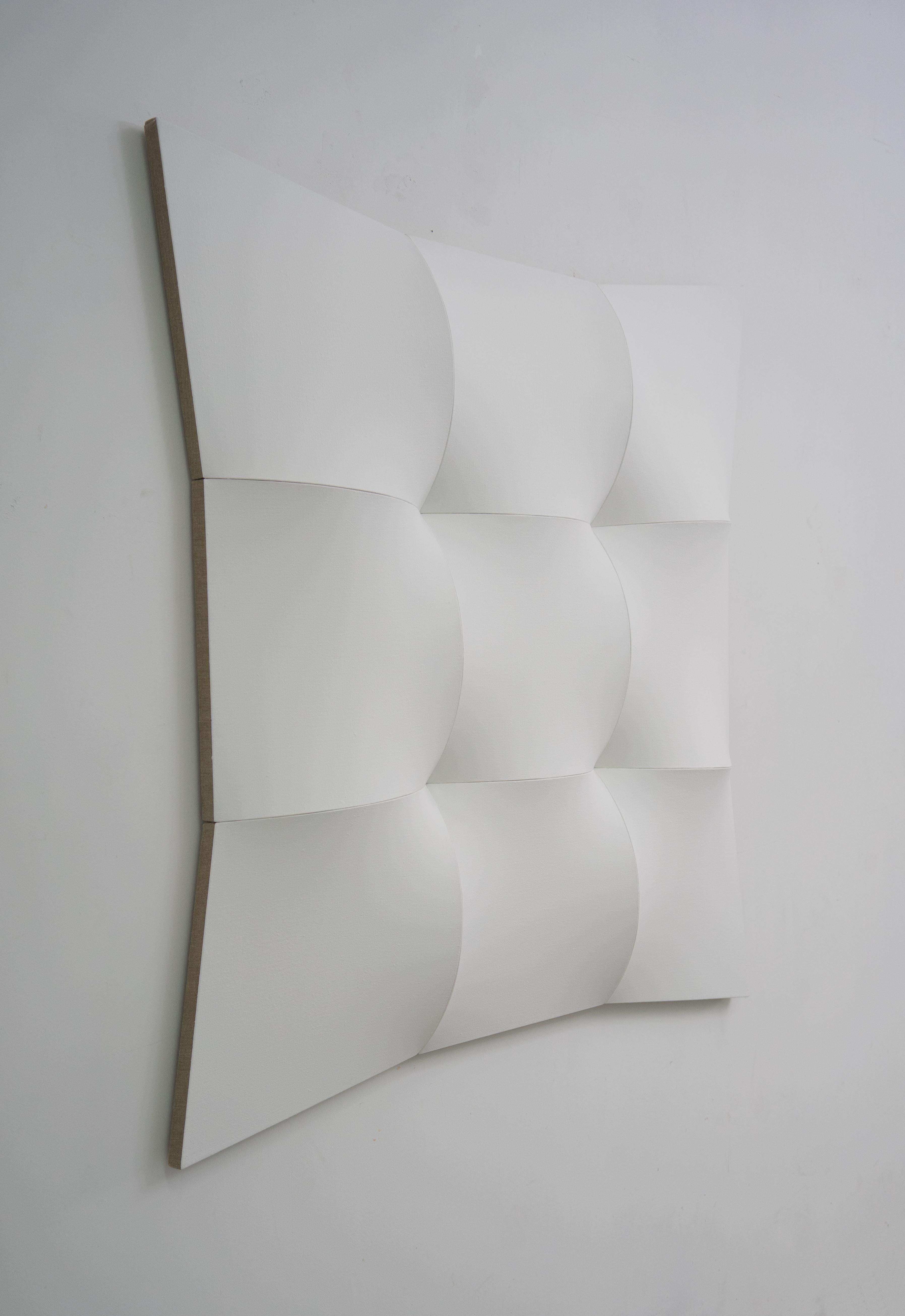 Neuf cercles blancs quadrillés II - Painting de Jan Maarten Voskuil